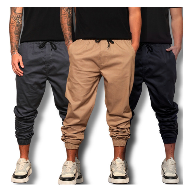 Kit 3 Calças Jogger Masculina Jeans Com Punho Elastico Kit 3 Calças Jogger Masculina Jeans Com Punho Elastico
