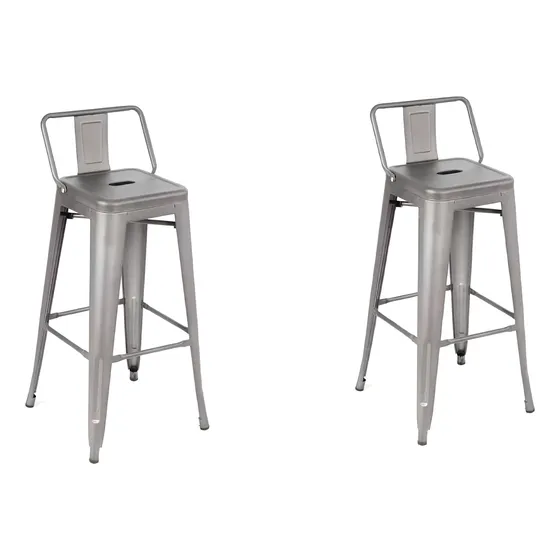 Taburete Tolix Pack 2 Unidades En Metal Con Respaldo