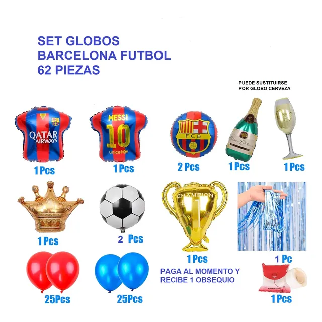 Globo Metalizado Barcelona Fiesta Futbol Balon Pelota Juego