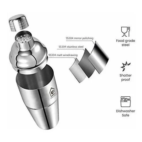 Deculo Cocktail Shaker 25oz Bar Set 5 Piece Stainless