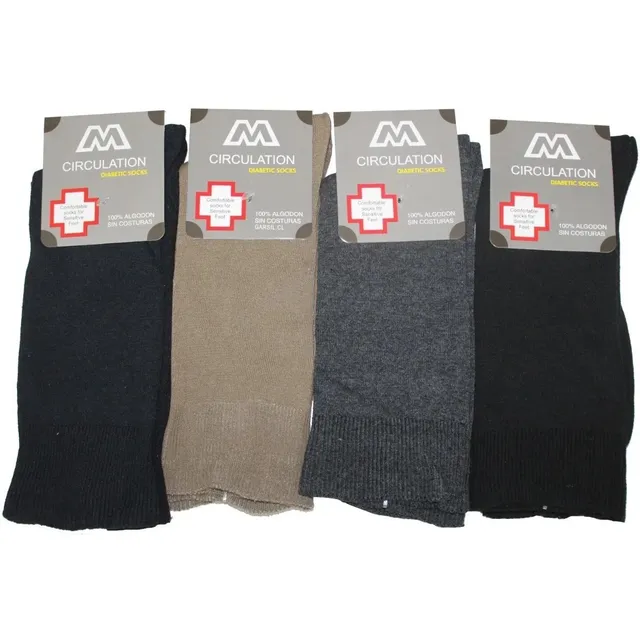6x Calcetines Diabético Hombre - Sin Costura - 100% Algodón
