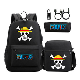 Conjunto Tres Piezas De Mochila Escolar Con Estampado One Conjunto Tres Piezas De Mochila Escolar Con Estampado One