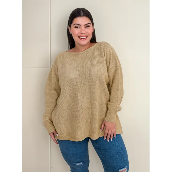 Maxi Sweater Oversize Lana Cuello Bote Grande/amplio