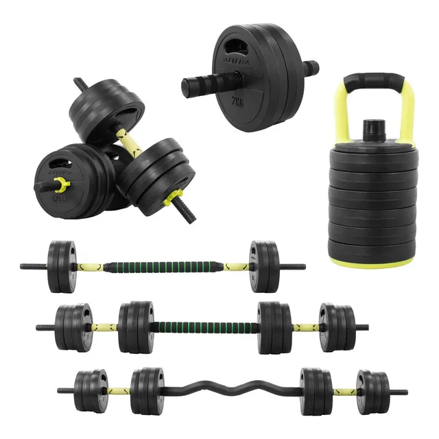 Mancuernas 20 Kg Altera Set Ajustables Disco Barra Pesa Rusa Color Verde Claro