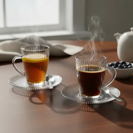 Jogo Xícaras Vidro Canelado 12 Peças Café Chá Transparente Canelado