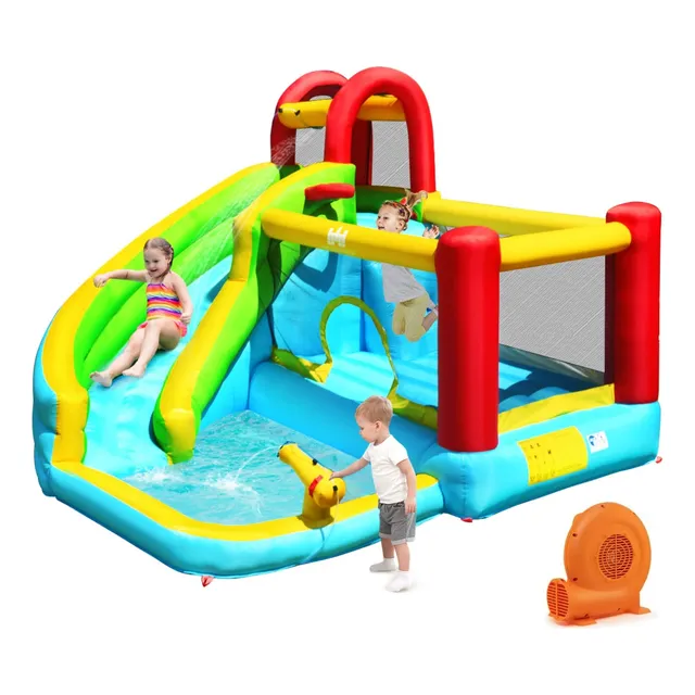 Bountech Tobogan Acuatico Inflable Casa Rebote Agua 6 1 Seco