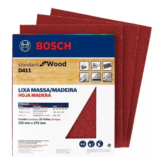 ( 25 Uni ) Lija Manual Para Madera (red For Wood) G180 Bosch