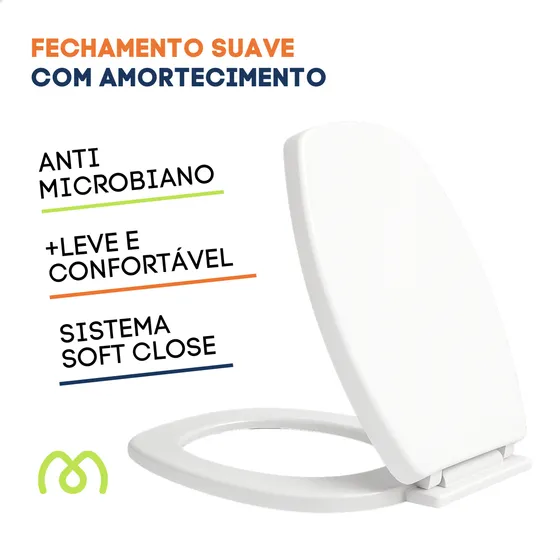 Assento Sanitário Soft Close Privada Fiori Primula Plus Cor Branco