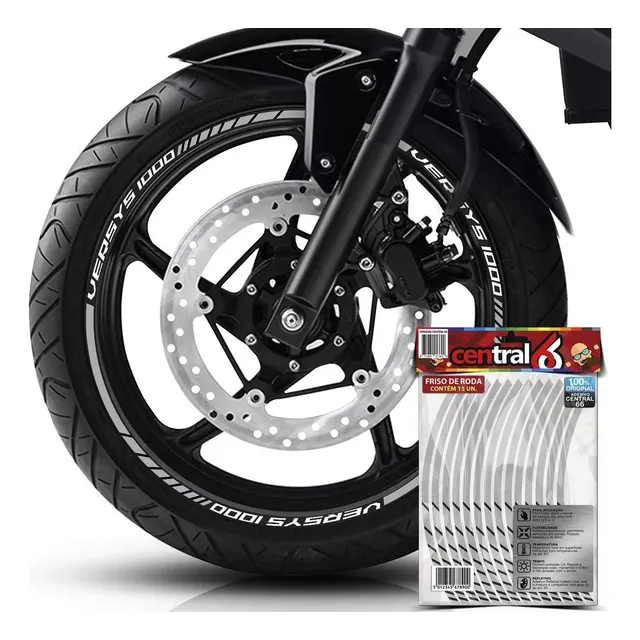 Kit Friso 2 Rodas Kawasaki Versys 1000 Prata Adesivo 8mm