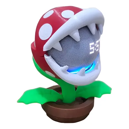 Soporte Alexa Echo Dot 4 O 5ta Gen Planta Carnívora Rojo