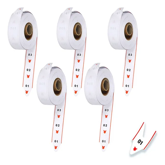 5 Rollos Dispensador De Turnos 2 Dígitos 2000 Tickets