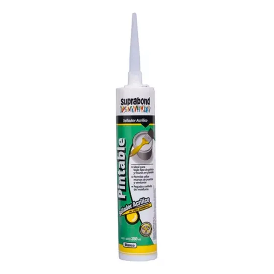 2 Selladores Acrílico Pintable Suprabond De 280ml Blanco