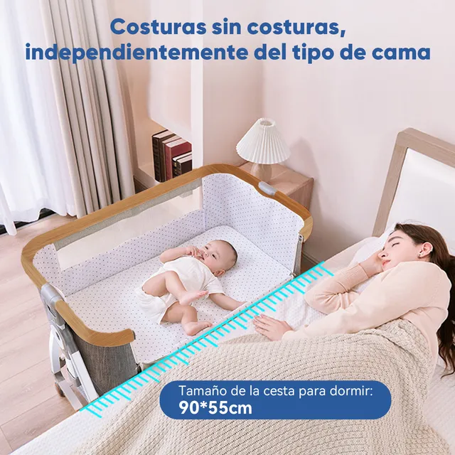 Cunas Lo Necesito P8 Colecho Corral Para Bebé Moisés Con Mosquitera Colchón Gris Tela De Lino