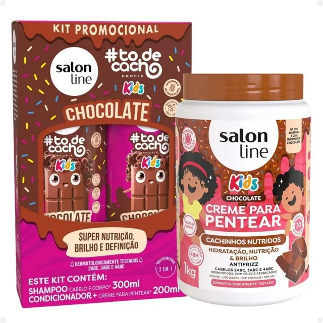 Kit Salon Line Kids: Shamp E Cond + Creme Chocolate