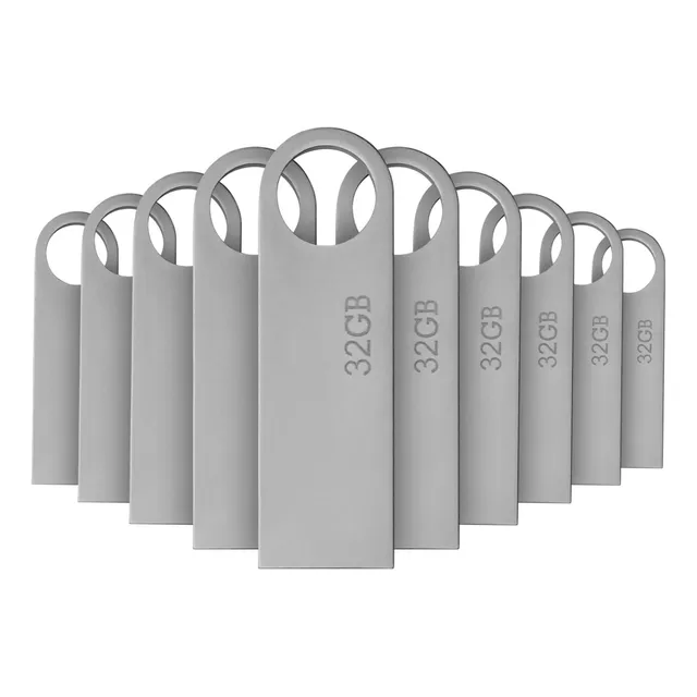 Kit 20 Memorias Usb 32gb Metálica 2.0 Bulk 4geek Plateado