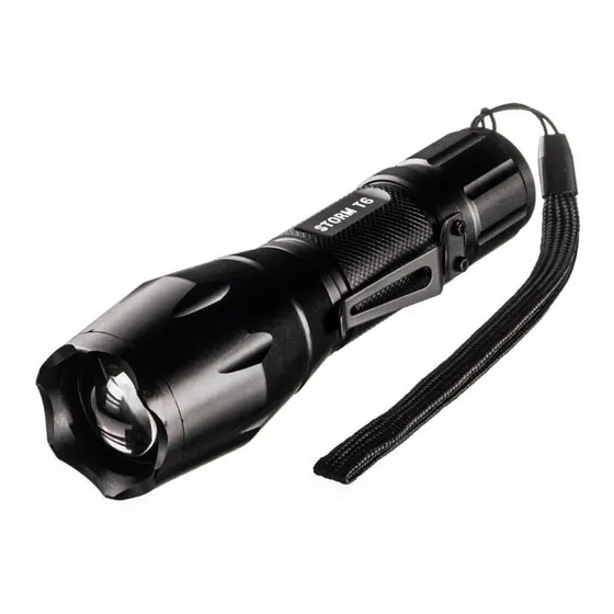 Lanterna Tática Storm T6 Zoom Com Carregador Pilha Invictus Cor da lanterna Preto Cor da luz Branco Frio