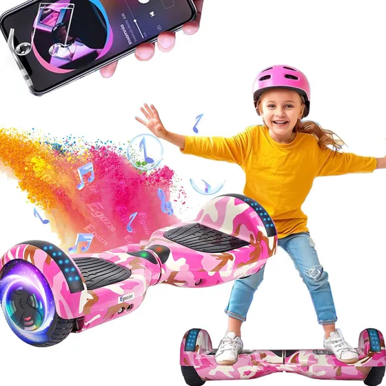 Egazza K5 Camuflagem Rosa Hoverboard Elétrico Com Bluetooth