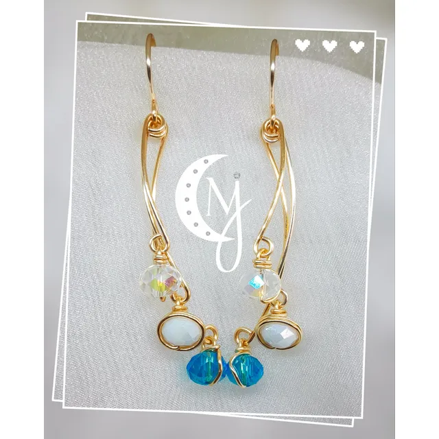 Zarcillos Largos Cristal Facetatados Y Alambre Designs