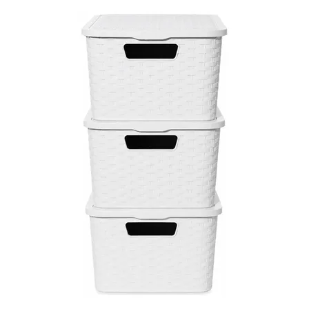 Caja Organizadora Símil Rattan Mediano Pack Por 3 Oferta!!!!