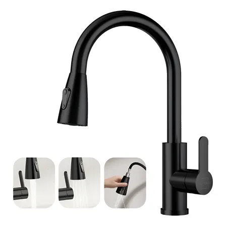 Llave Monomando Lavaplatos Extensible Griferia Cocina Negro