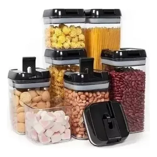 Juego De Recipientes Herméticos Para Alimentos, 7 Unidades Color Negro