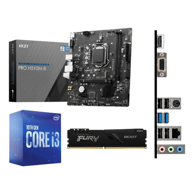 Kit Actualización Intel Core I3 10100, Mother H510, 8gb Ram