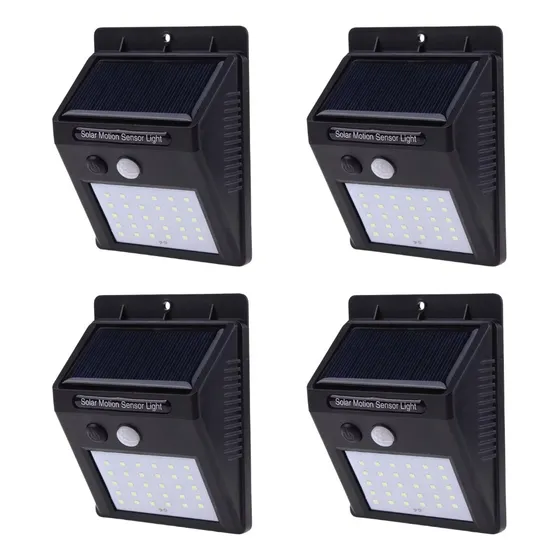 Set X4 Luz Led Exterior Solar Panel Sensor Movimiento 30 Led