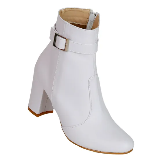Botin Rojo Intenso Mujer Blanco Tipo Napa 4330