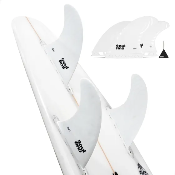 Quilha Future Rígida Soulfins Se1 Branco Padrão Encaixe Futures Fins - Triquilha Prancha de Surf Performance Equipamento Surf Shortboard