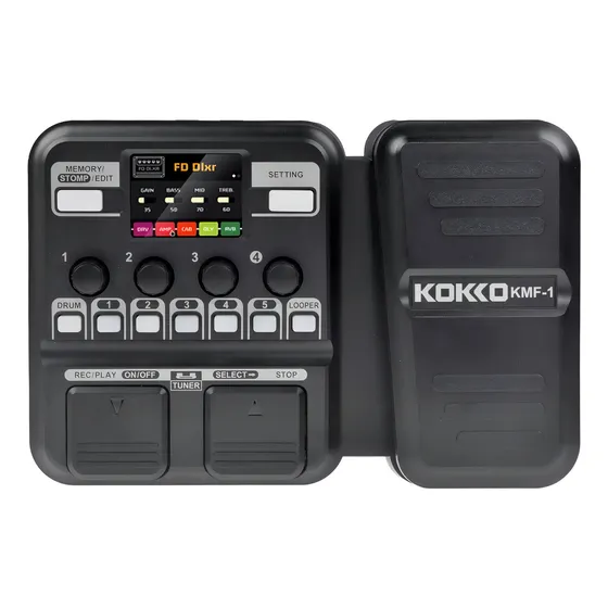 Kokko Kmf1, pedaleira guitarra multiefeitos, efeitos de loop de bateria, cor preta
