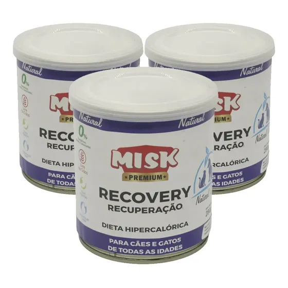 Kit 3 Ração Úmida Misk Recovery Cães Gatos Recuperação 280g