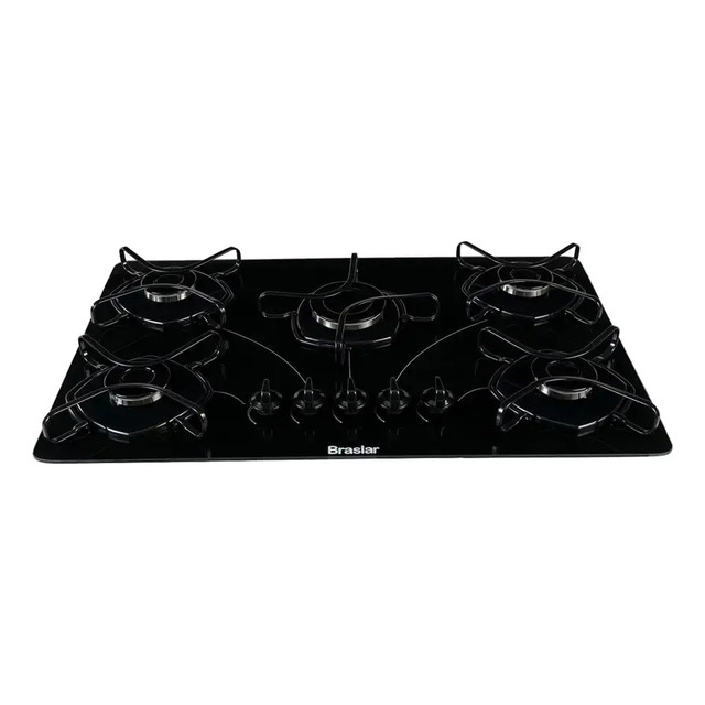 Fogão Cooktop Com Alimentação Gás - Braslar 5 Bocas Cor Preto - 5 Queimadores Fogão Cooktop Com Alimentação Gás - Braslar 5 Bocas Cor Preto - 5 Queimadores