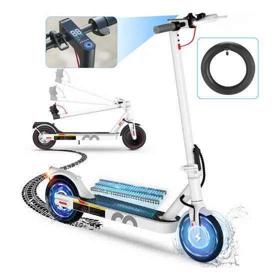 Scooter Eléctrico Patin Plegable I8 25km/h 8.5» Neumático Motor 500w Scooter Electrico Getgo Con Iluminación Led Con Pantalla Lcd Iscooter Color Blanco Negro iScooter
