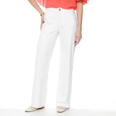 Jeans Mujer Wide Leg Tiro Alto Pretina Basica 1 Boton