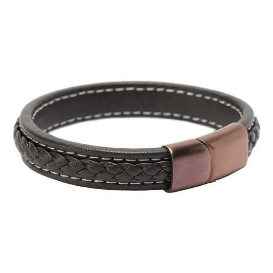 Pulsera En Cuero Moda Casual Marrón Para Caballeros