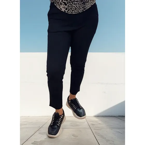 Pantalón De Lino Y Stretch Tiro Alto