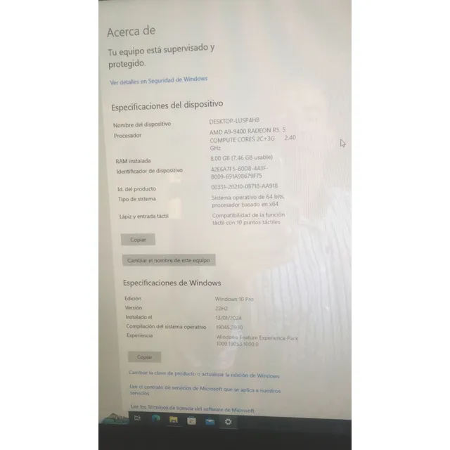 Todo En Uno Pc Hp Amd A9-9400 Ram 8gb Ssd480