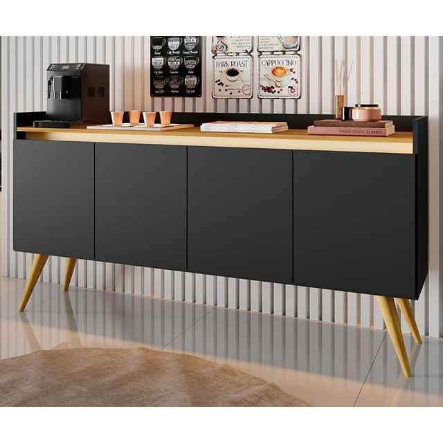 Móveis Primus Buffet Gold 4 Portas Preto/mel Móveis Primus Buffet Gold 4 Portas Preto/mel