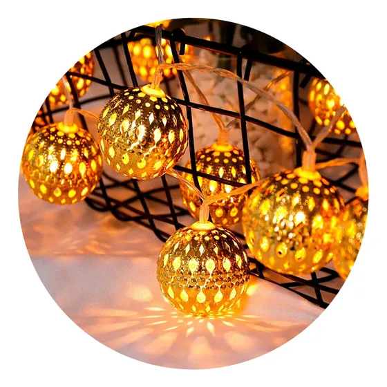 Guirnalda Forma Bolas Led Navidad Metal 2,9 Mts 220v Calidas