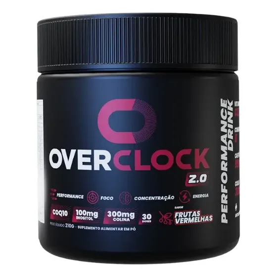 Bebida Gamer Overclock Foco Concentração Memória Nootrópico Sabor Frutas Vermelhas suplemento em pó noótropico alta performance mental
