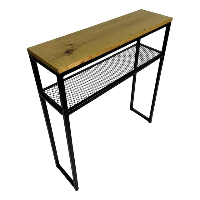 Mesa De Arrimo Industrial Doble Cubierta Madera Y Malla