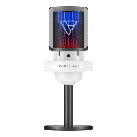Microfone Condensador Gamer Force One Hero Rgb Branco