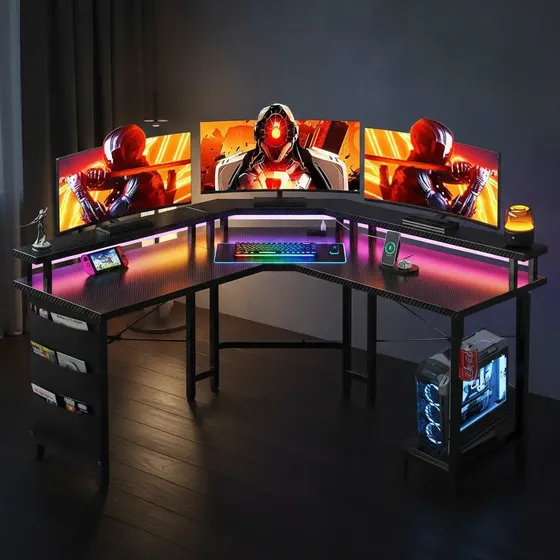 Escritorio Gamer Forjatron Ajustable Con Luz Rgb Led