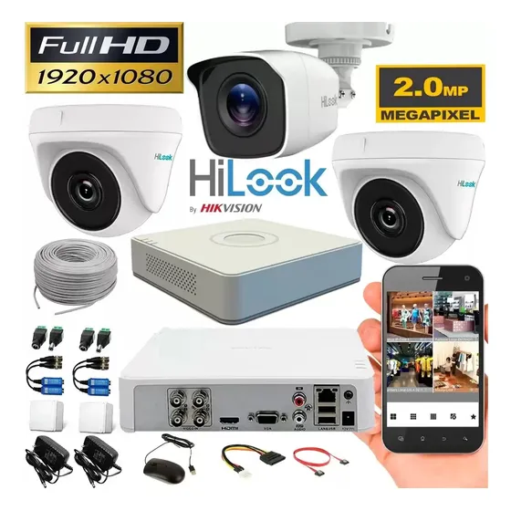 Kit Sistema Cámaras De Seguridad Hilook Hikvision Completo