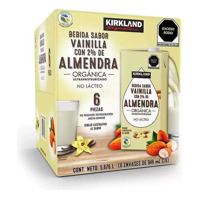 Leche Almendra Orgánica Sin Azúcar Vainilla 6/946g Kirkland