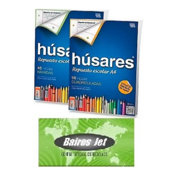 30 Repuesto Carpeta Escolar A4 Husares 6083 X96 Hoja Rayadas