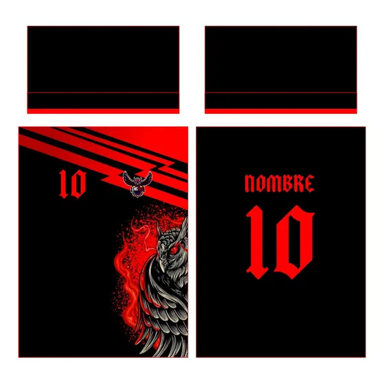 Diseño Vector Camiseta De Fútbol Búho Rojo Fuego Pdf Y Cdr