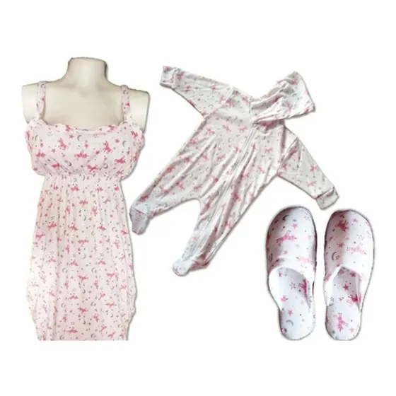 Pijama Primera Muda Mamá Bebé Niño Niña + Pantuflas