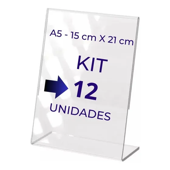 Display Acrílico Buffet A5 L 15x21  Mesas Kit 12 Unidades