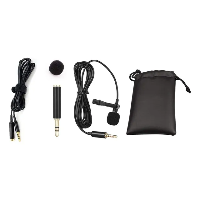Micrófono Solapero Tipo Lavalier Pechero Jack 3.5mm Gancho Color negro